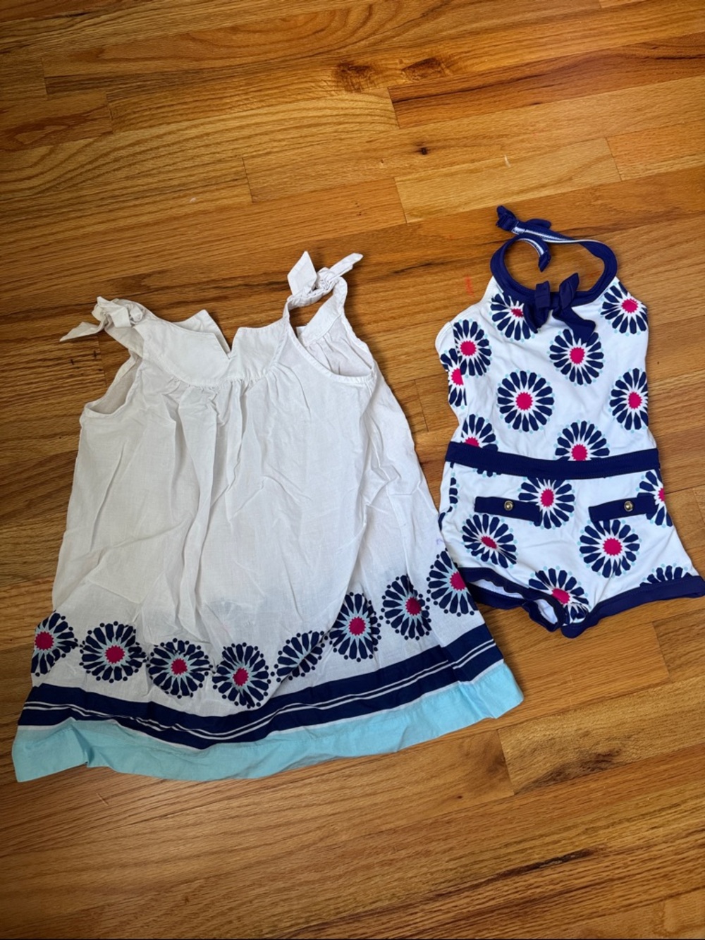 Girls toddler size 3 White Navy Floral Two-Piece swim/cover Set, by Janie & Jack